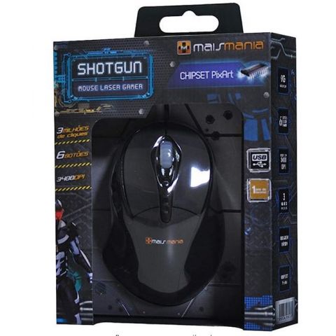 Mouse Laser Gamer USB 6 Botões 3400 DPI SHOTGUN MMX632 